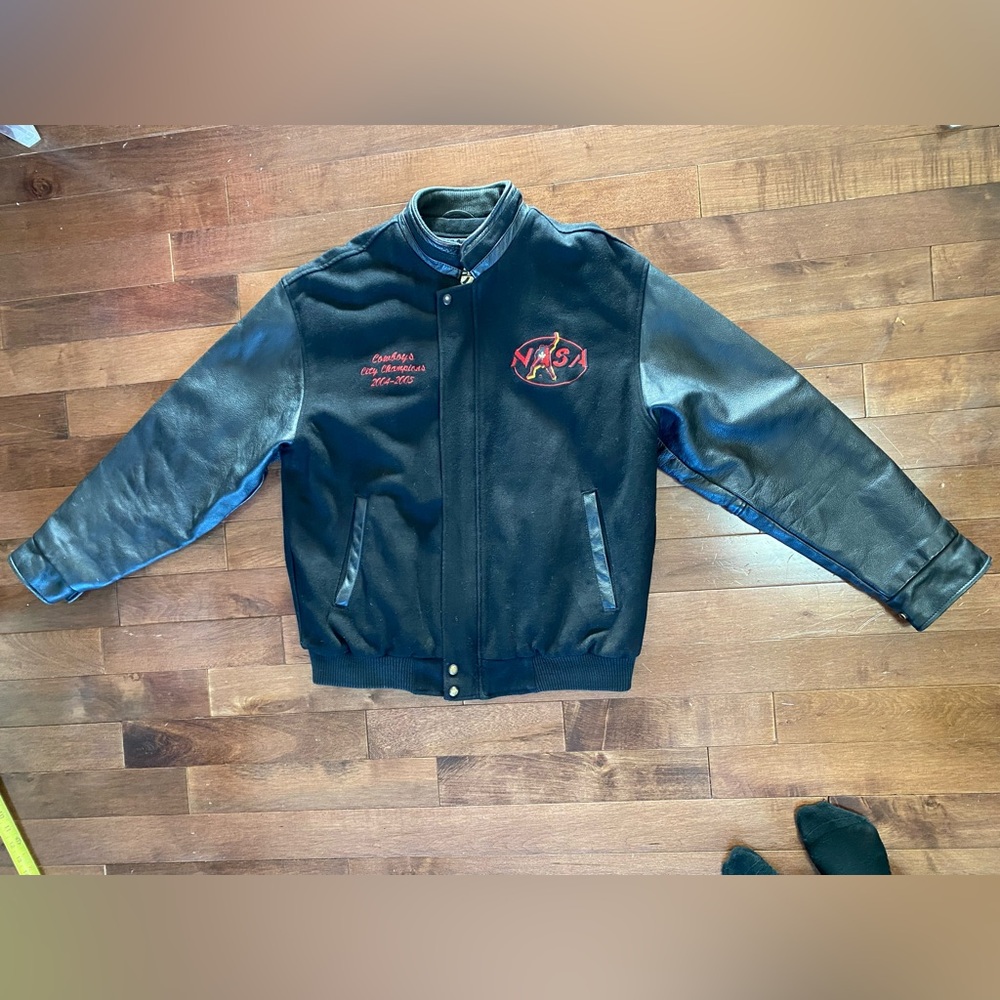 North N End leather and Wool Mens L Jacket in black